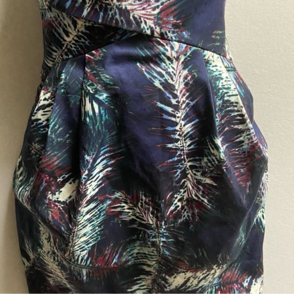 Club Monaco Nelly Strapless Mini Dress With Pockets Blue Pattern Sz 0 - Picture 7 of 15